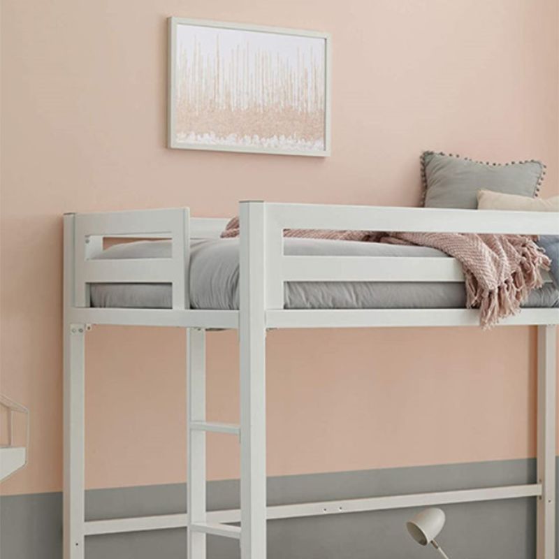 High Loft Bed Contemporary Simple Iron Bed Frame with Guardrail