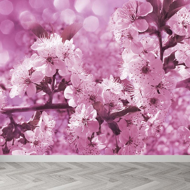 Whole Cherry Tree Mural Decal Pink Non-Woven Fabric Wall Art for House Decor, Custom