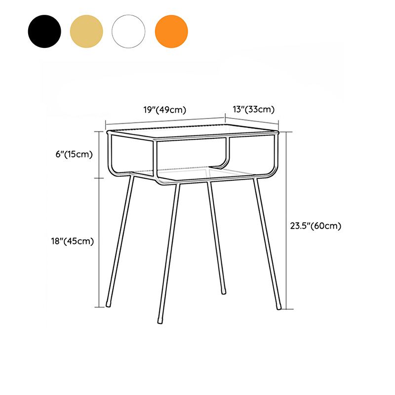 Contemporary Side Table Glass 4 Legs with Storage Rectangular Double Tier End Table