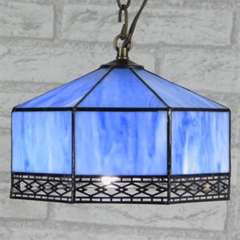 Stained Glass Butterfly Pendant Lamp 5 Lights Tiffany Style Chandelier for Restaurant