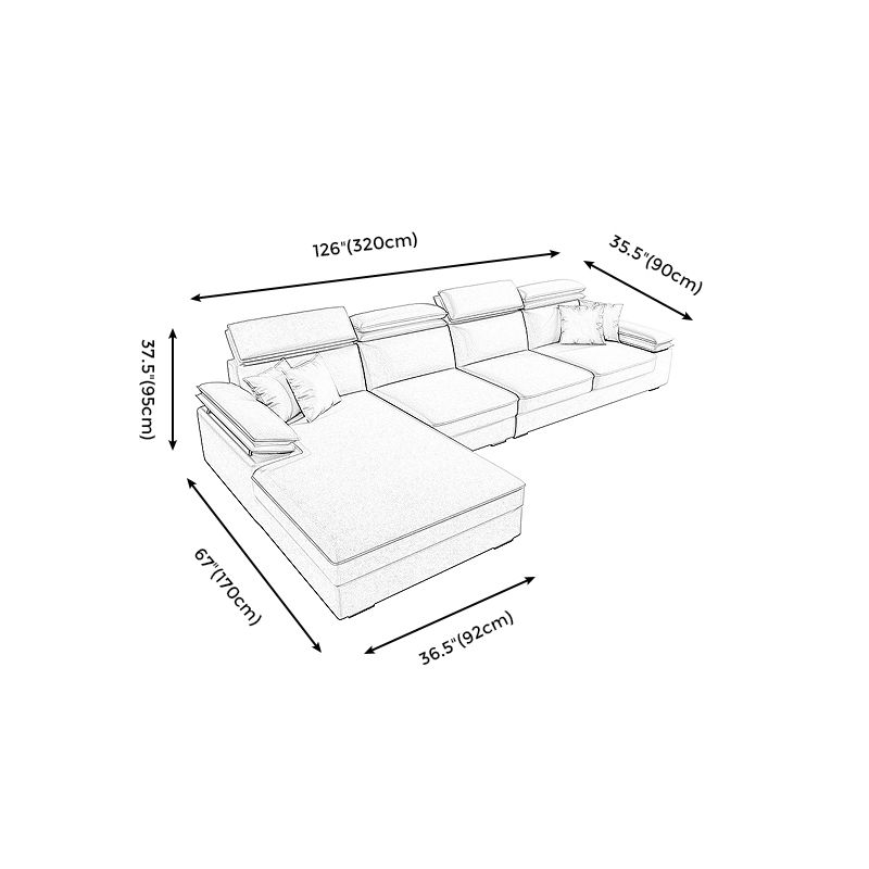 Contemporary 4-Seater L-Shape Sectional  Pillow Top Arm Sofa for Living Room