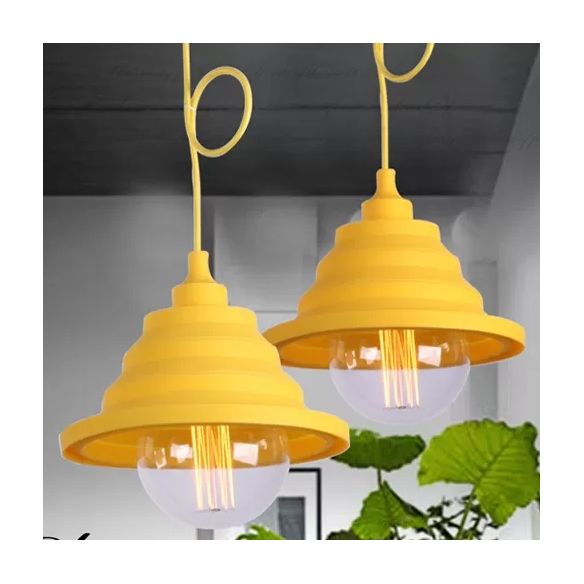 Kids Conical Hanging Pendant Metal Single Head Bright Colored Hanging Light for Game Room