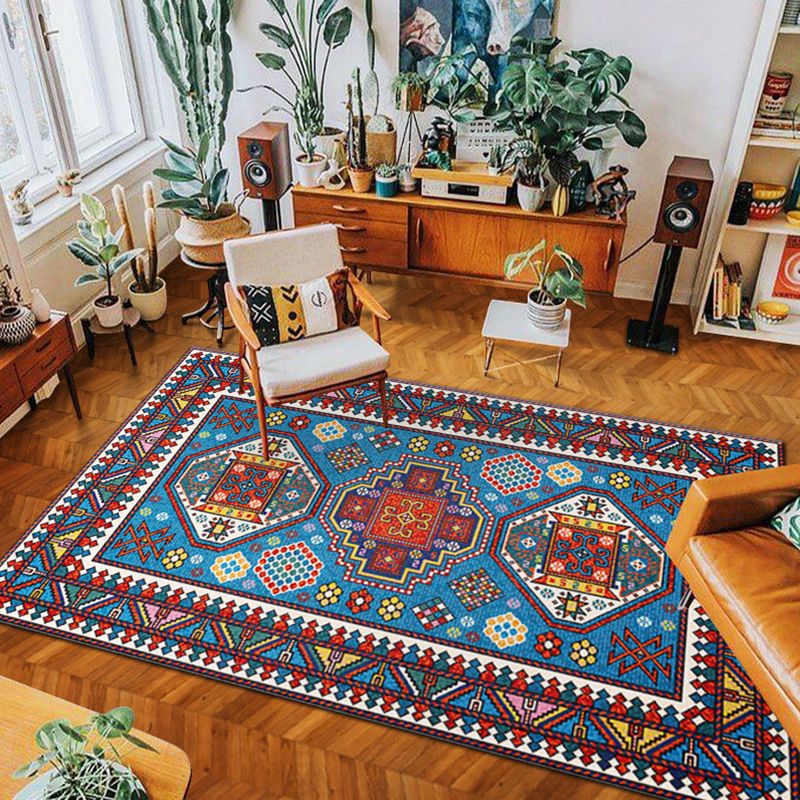 Multi-Colored Classic Rug Polypropylene Geo Printed Area Rug Non-Slip Backing Easy Care Carpet for Decoration