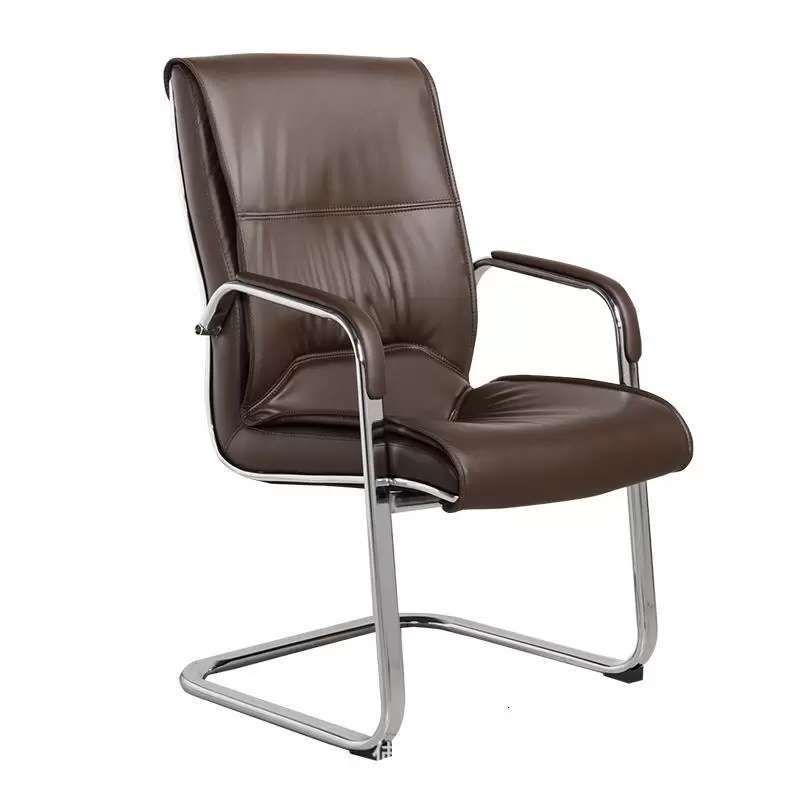 Middle/High Back Ergonomic Task Chair Fixed Arms Leather Desk Chair