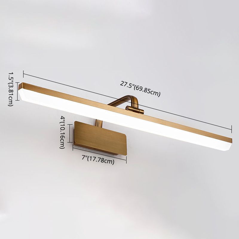 Lámpara de luz de metal de metal de tocador de tocador lineal de estilo minimalista moderno para el inodoro