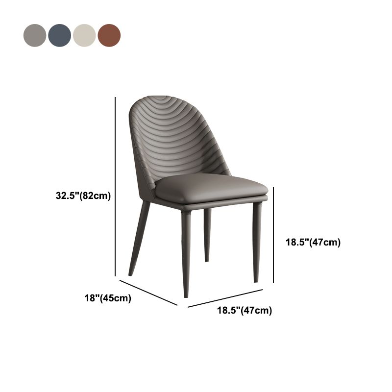 Minimalist Armless Solid Back Chair Leather Dining Side Chair