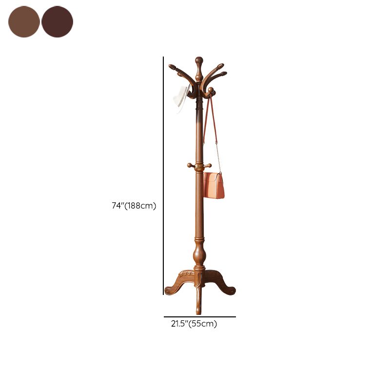 Solid Wood Entry Coat Rack Traditional Style Simple Living Room Floor Coat Hanger