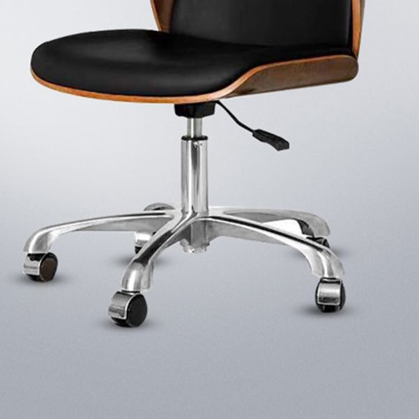 Contemporary Swivel Office Chair Mid-Back Armless Wood Back Chair