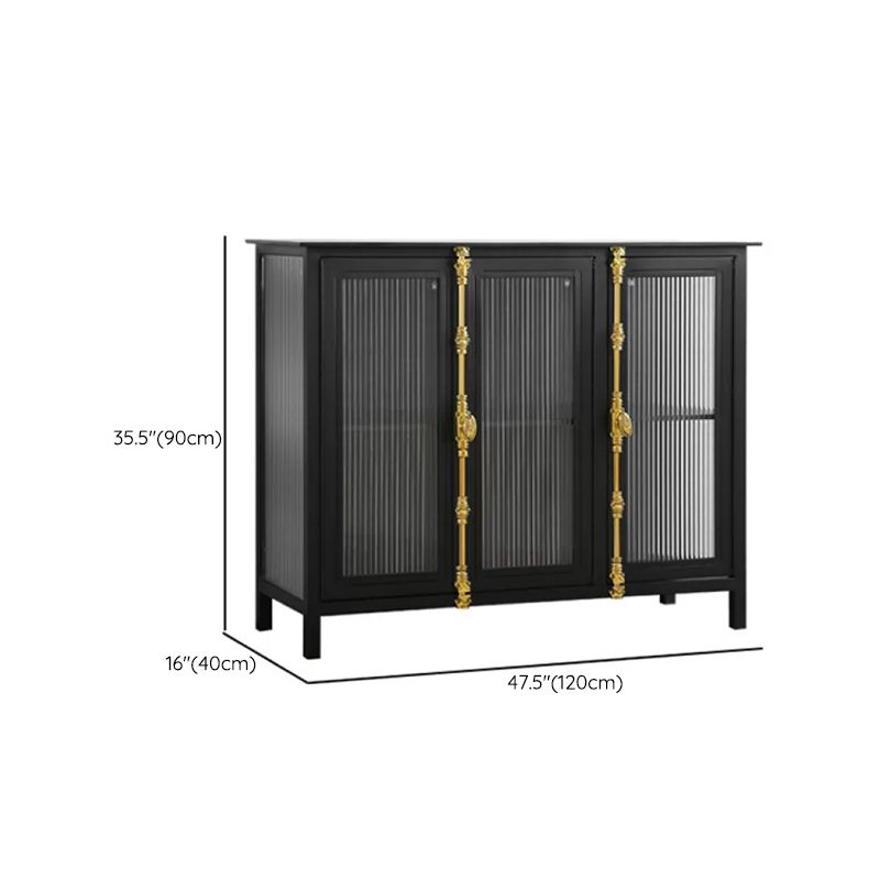 Industrial Glass Doors Curio Cabinet Metal Storage Cabinet with Legs for Living Room