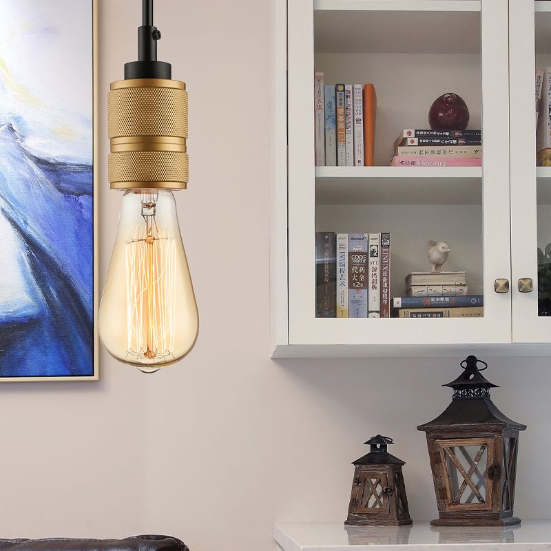 Retro Industrial Open Lampe Anhänger Beleuchtung 1 Kopfeisen -Hangleuchte mit einstellbarem Kabel in Gold