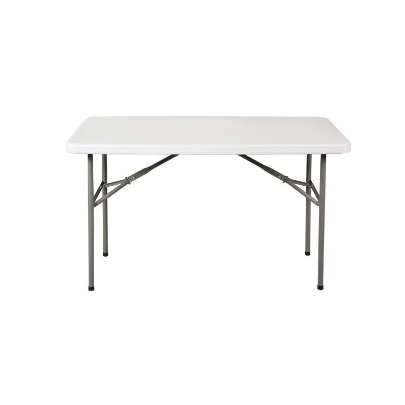 Rectangle Modern Dining Table White Plastic Table with Metal Frame