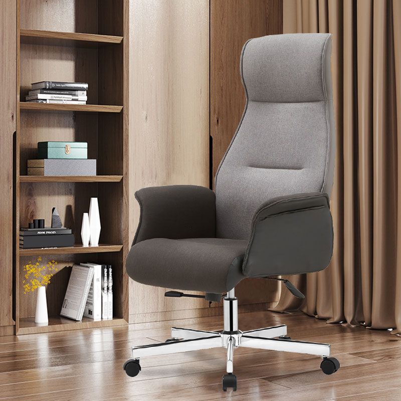 High Back Executive Chair Padded Arms Leather Soft Swivel Office Chair