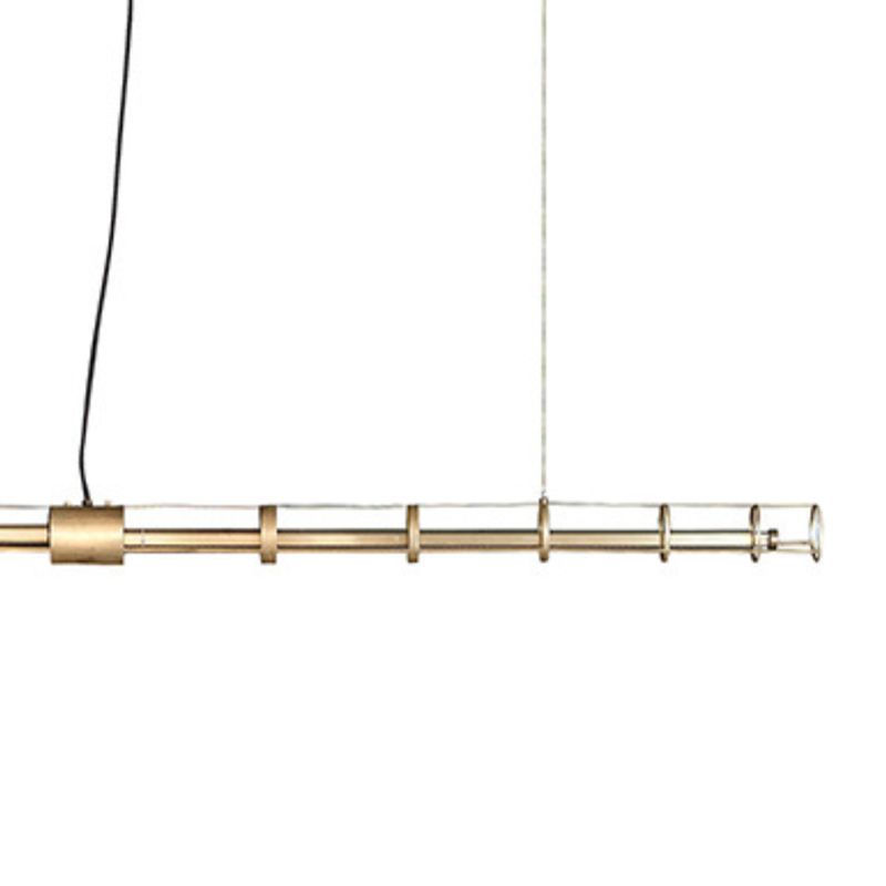 1 - Light Cylinder Kitchen Island Fixture in Clear and Gold Metal Ceiling Light Pendant