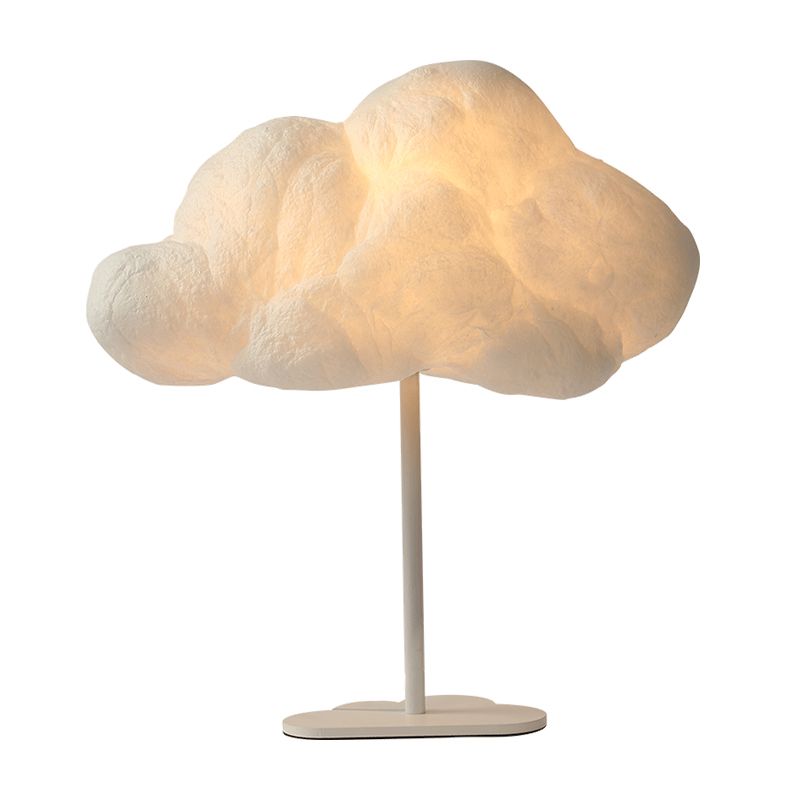 Cloud Night Table Lamp Minimalism Silk 1 Light White Task Lighting for Children Bedroom