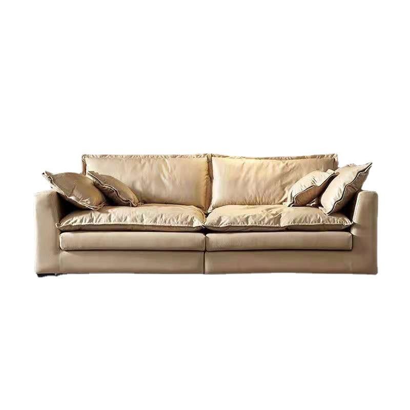 Beach Standard Sofa with Bolster Pillows 33.46"High Fabric Settee with Square Arm, Beige