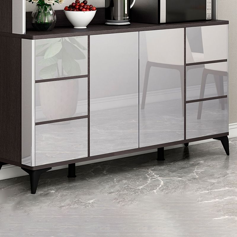 Contemporary Sideboard Cabinet Engineered Wood Sideboard Table with Lighting