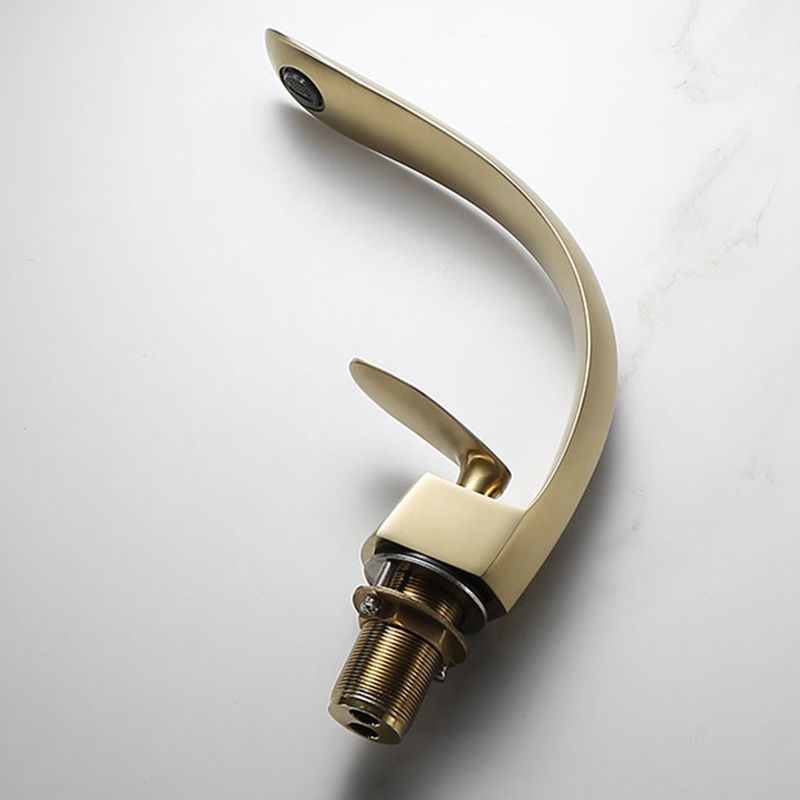 Glam Single Handle Sink Faucet Brass Bathroom Gooseneck Faucet