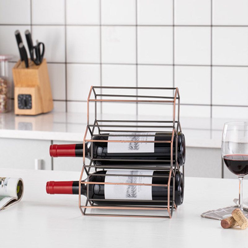 Countertop Glam Wine Rack Metal Wine Bottle Rack for Living Room