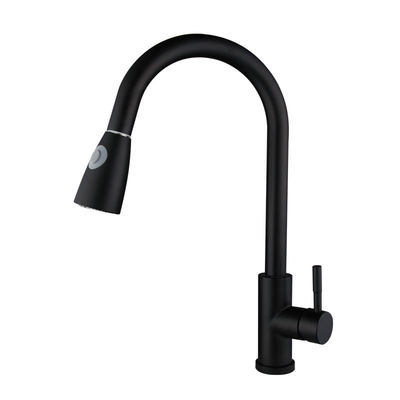 Kitchen Faucet Cold and Hot Controlled Rod Handle Stainless Black Kitchen Faucet