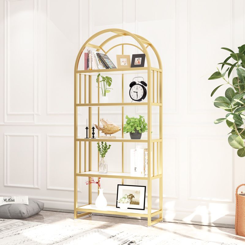 Modern Style Bookcase Metal Open Back Etagere Bookshelf for Home Office