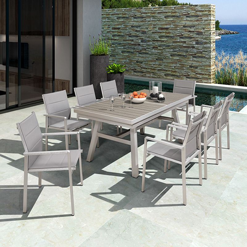 Contemporary Metal Stacking Dining Armchair with Arm Patio Dining Chair