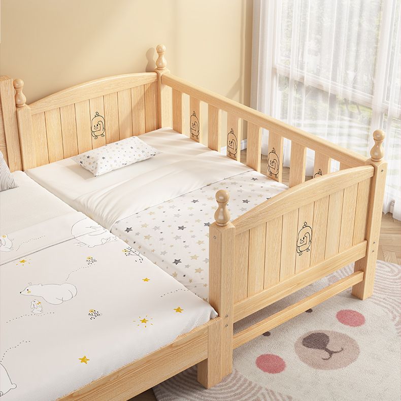 Contemporary Solid Wood Nursery Crib Washed Natural with Guardrail