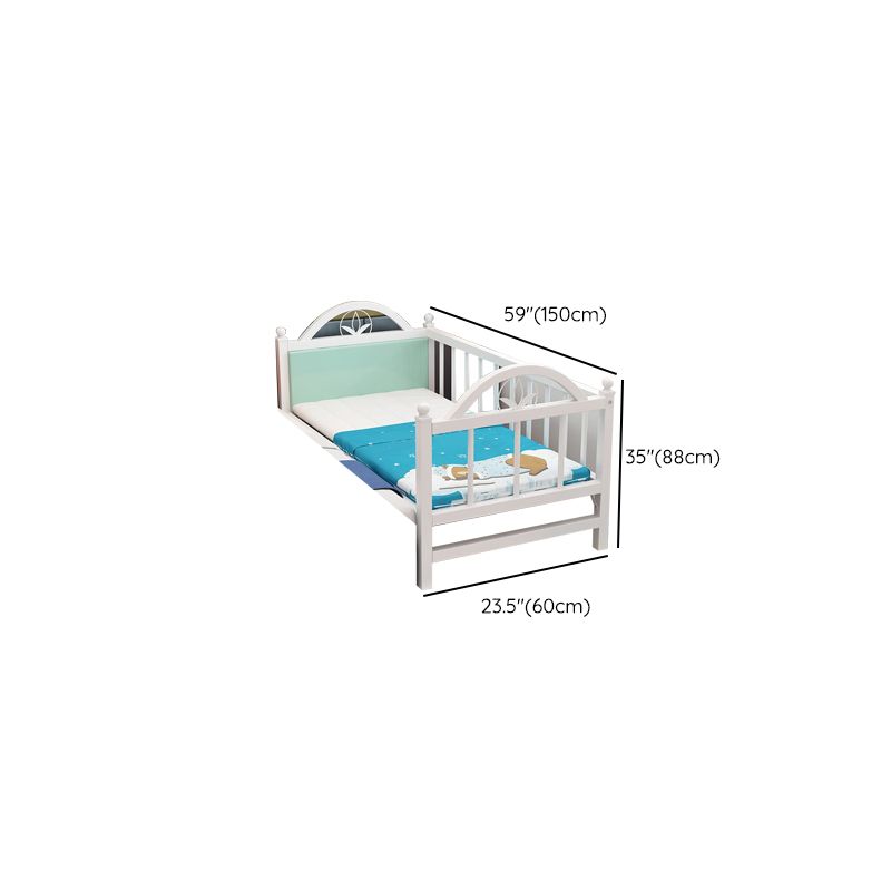 White Metal Nursery Crib Industrial Nursery Bed with Guardrail