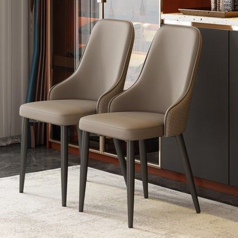 Contemporary Modern Metal Indoor-Outdoor Side Chair Solid Back Chair