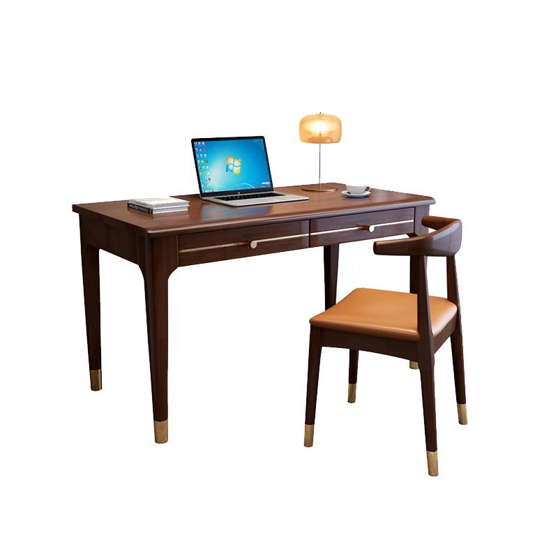 Glam Style Solid Wood Computer Desk Parsons Base Office Desk with Drawer