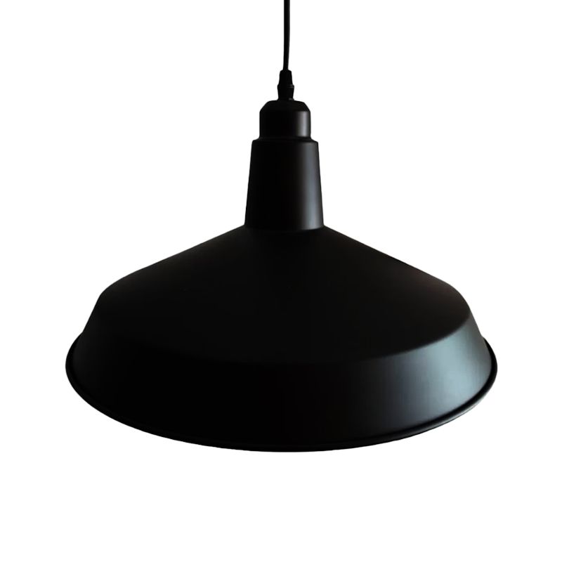 1 Light Barn Pendant Light Retro Style Black Finish Metallic Hanging Fixture with Adjustable Cord