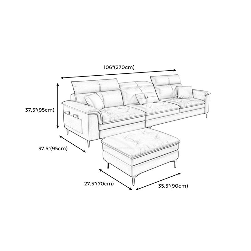 Black and Orange Pillow Top Arm Sectionals 37.4"High Cushion Back Sofa with Storage