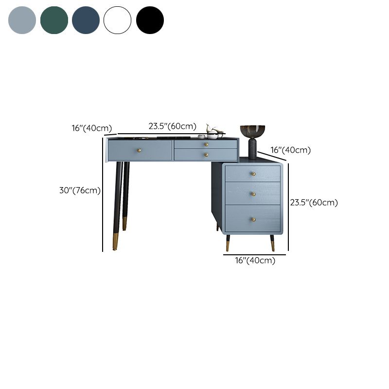 Modern Solid Wood Vanity Dressing Table with Mirror and Stool for Bedroom