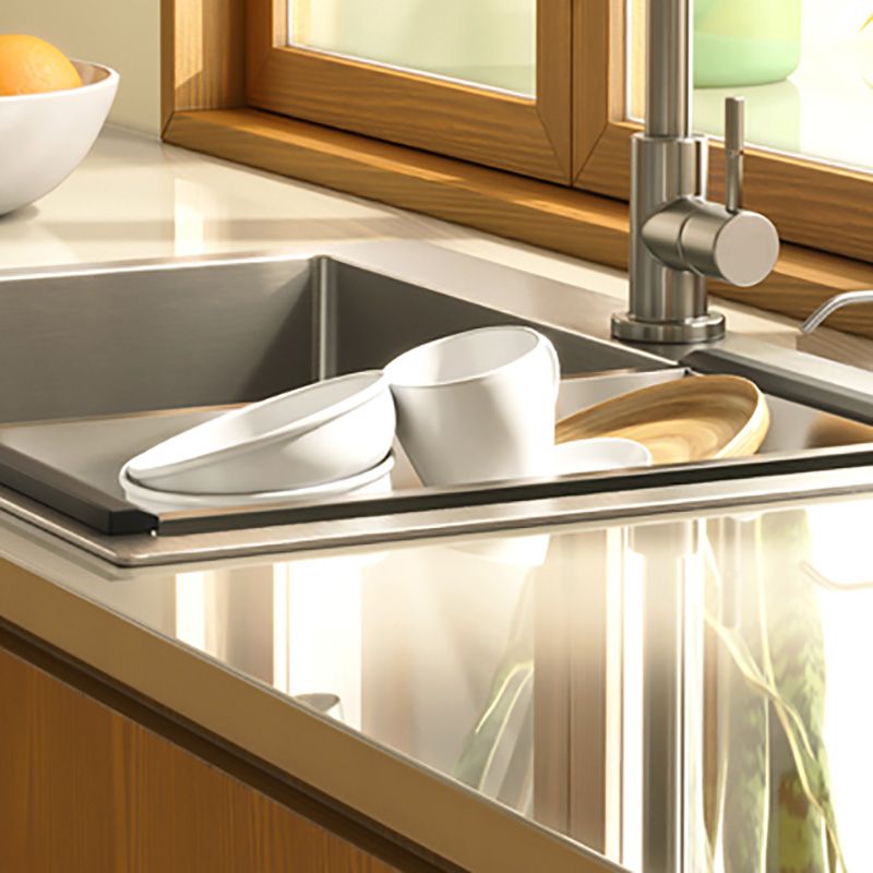 Modern Stainless Steel Kitchen Sink Single Bowl Rectangle Sink with Soap Dispenser