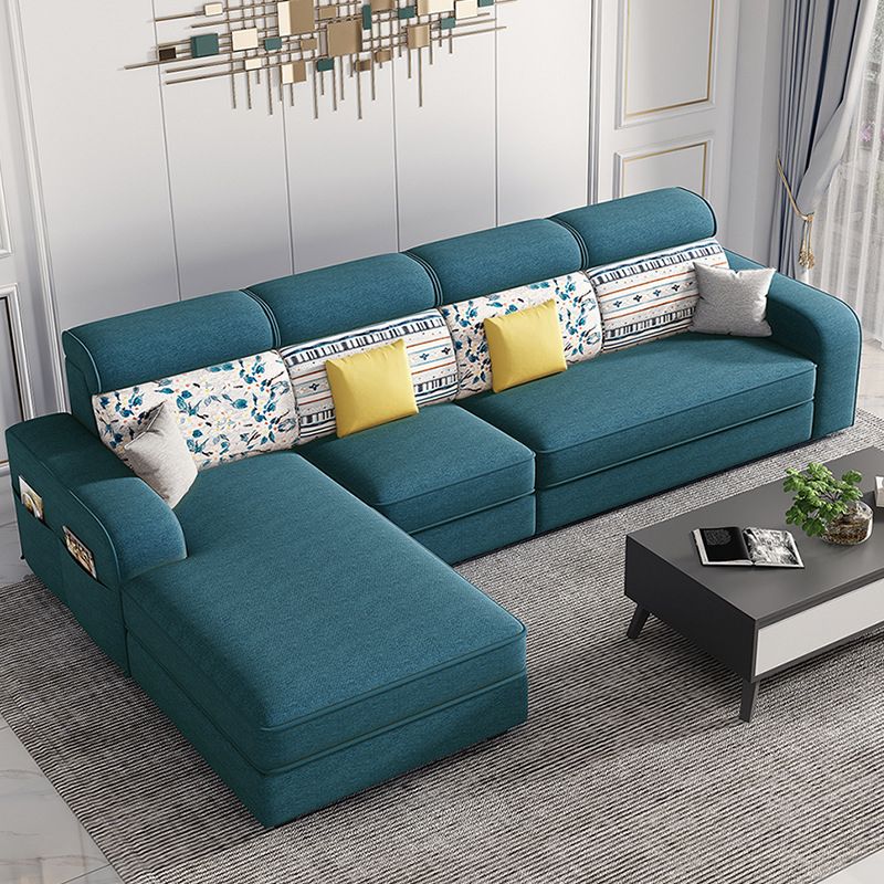 Scandinavian L-Shape Sectional with Square Arm and Storage for Four People