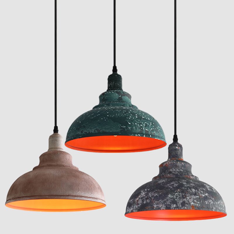 1 Light Pendant Light Industrial Retro Dome Shade Metal Hanging Lamp for Dining Room