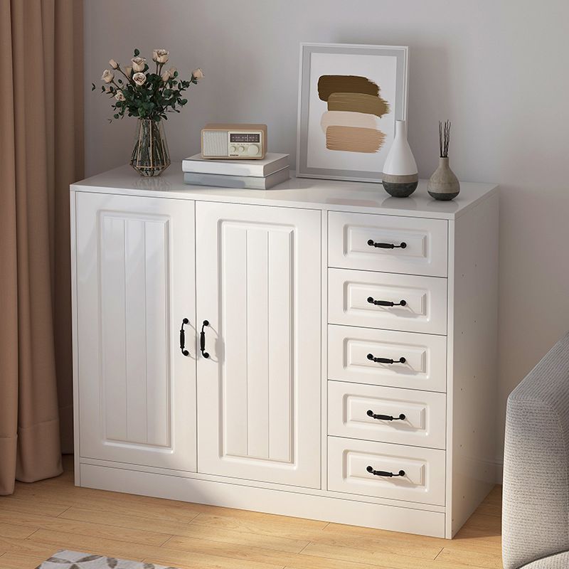 Modern White Accent Cabinet with Shelf and Wooden Drawers Cabinet