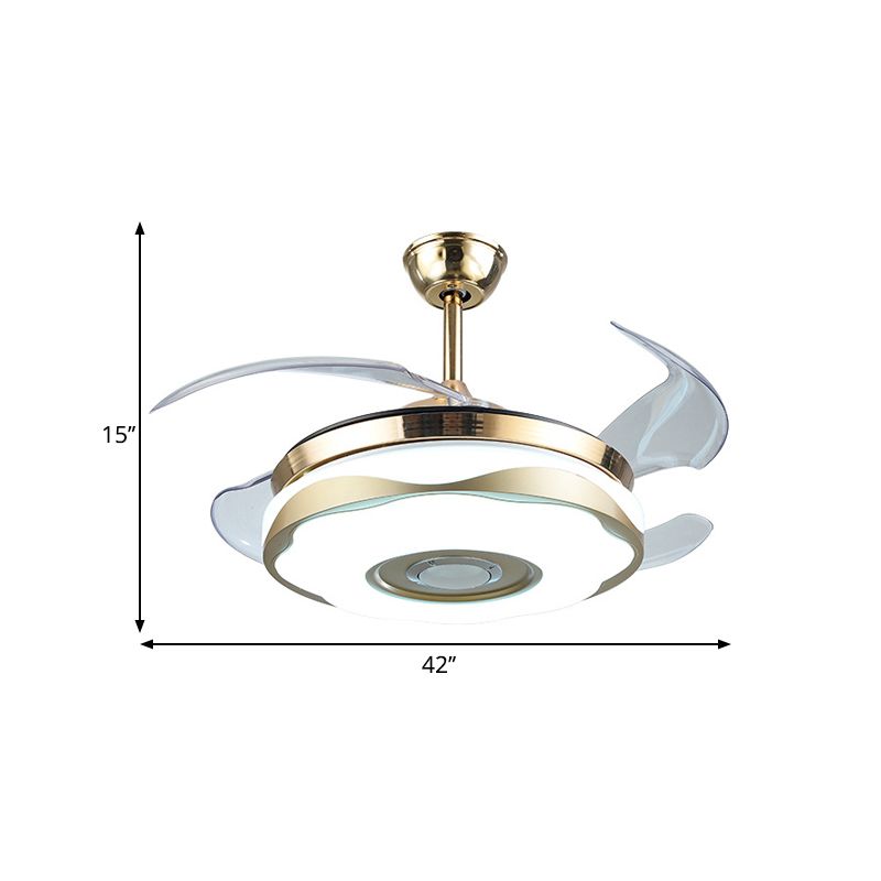 Acrylic Blossom Hanging Fan Light Modernist 42" W LED Gold Close to Ceiling Lamp with 4 Clear Blades