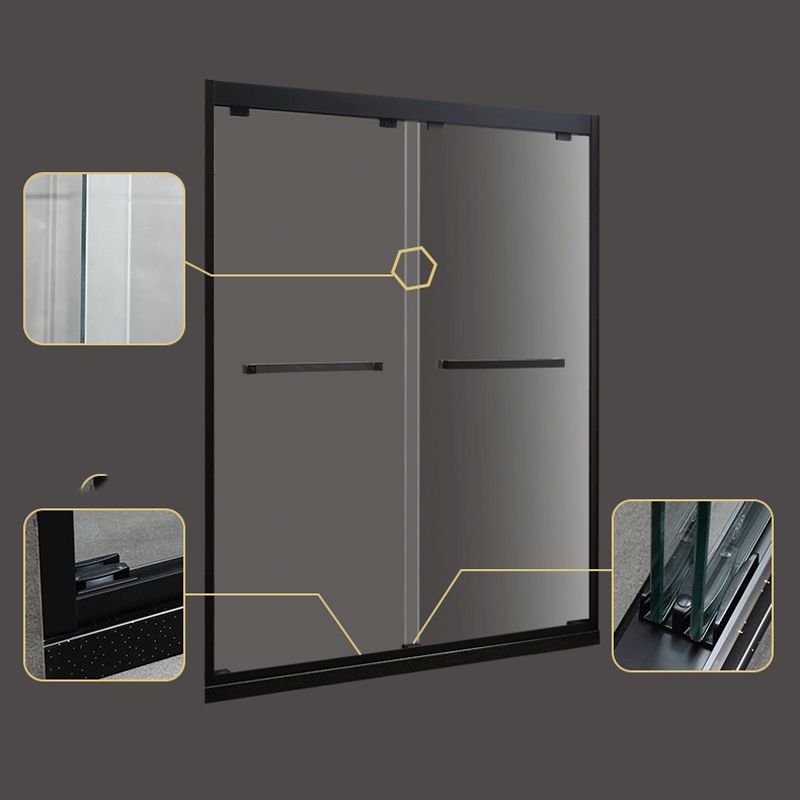 Tempered Glass Bathroom Door, Double Sliding Semi Frameless Shower Door