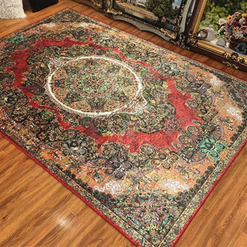 Moroccan Medallion Printed Rug Polyester Carpet Anti-Slip Backing Indoor Carpet for Home Decoration