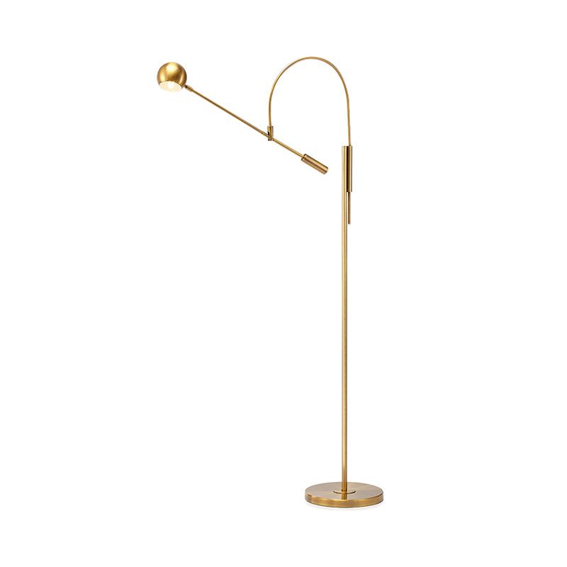 Arch/Right Angle Swivelable Floor Lighting Postmodern Metal 1-Light Gold Standing Lamp with Dome Shade