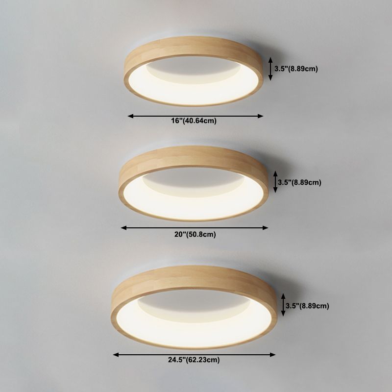 1 Light Circle Ceiling Lamp Modern Style Wood Ceiling Lighting for Living Room