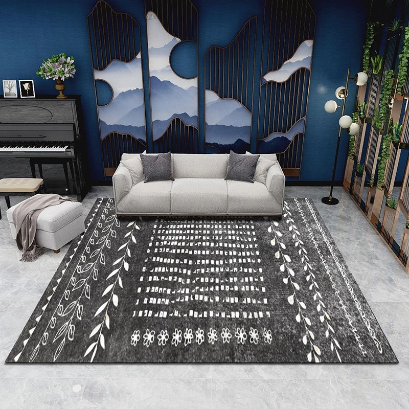 Multicolor Boho-Chic Area Carpet Polyester Tribal Pattern Indoor Rug Washable Carpet for Living Room