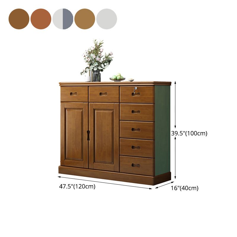 16" D Solid Wood Combo Dresser Modern Storage Chest Dresser with Drawers and Doors