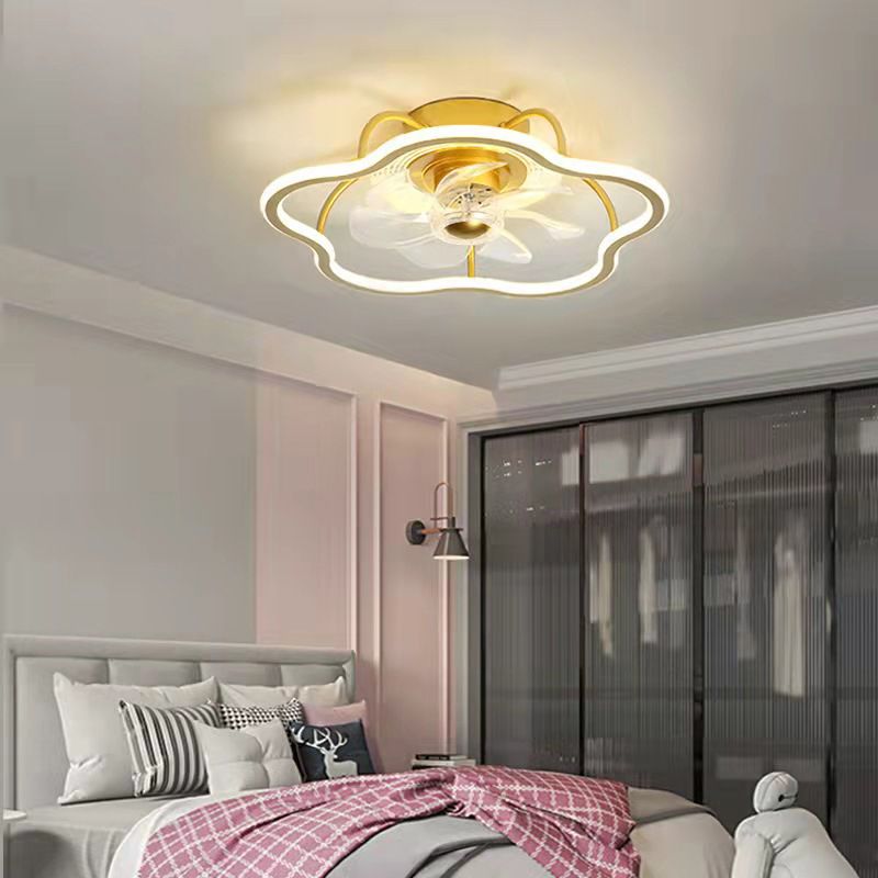 Acrylic Gold LED Ceiling Fans in Kids Creative Style Wrought Iron Ceiling Light for Bedroom