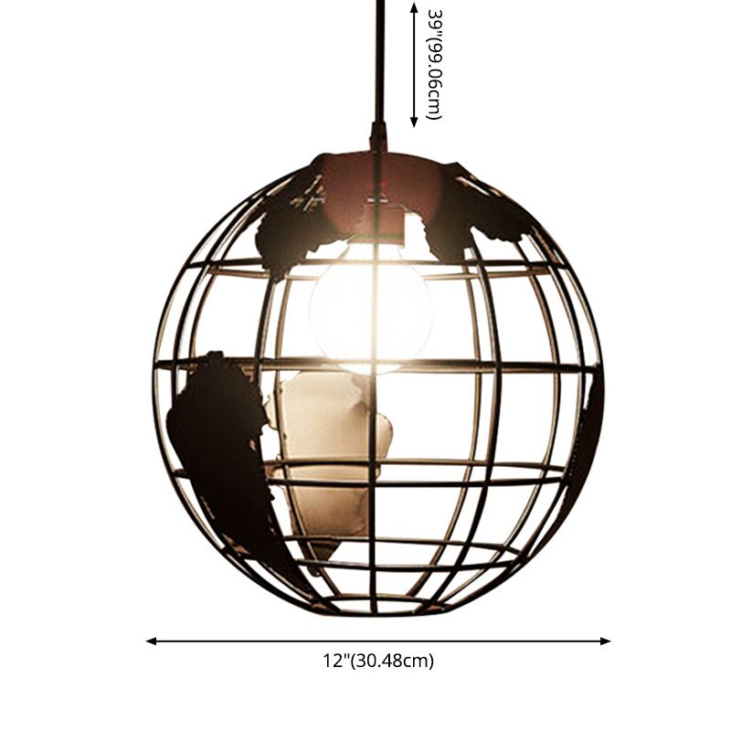 Cage Globe Restaurant Costeo Ligero de metal de estilo industrial Luz colgante de colgantes