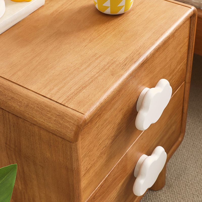 Solid Wood Kids Bedside Table Modern Simple Nightstand With 2 Drawers