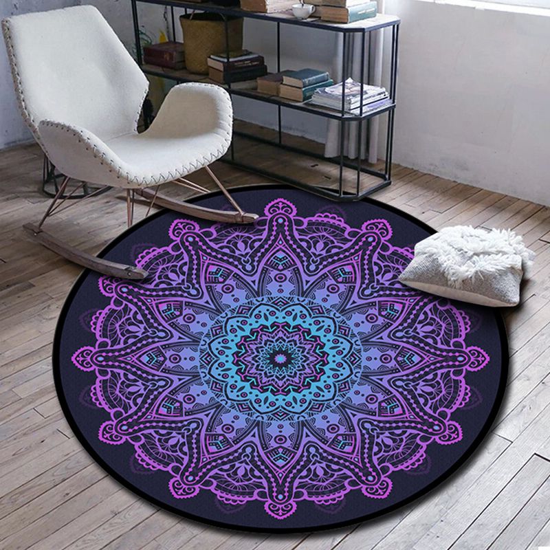 Folks Multicolor Mandala Rug Synthetics Moroccan Rug Machine Washable Non-Slip Pet Friendly Carpet for Living Room