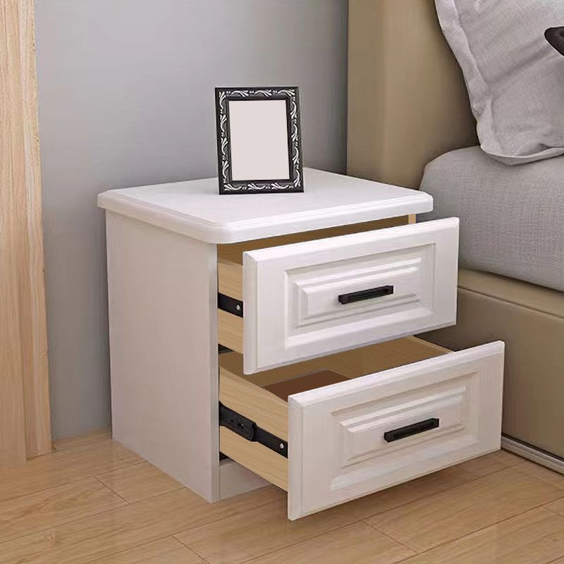 Scandinavian Drawers Included Accent Table Nightstand in White Wood