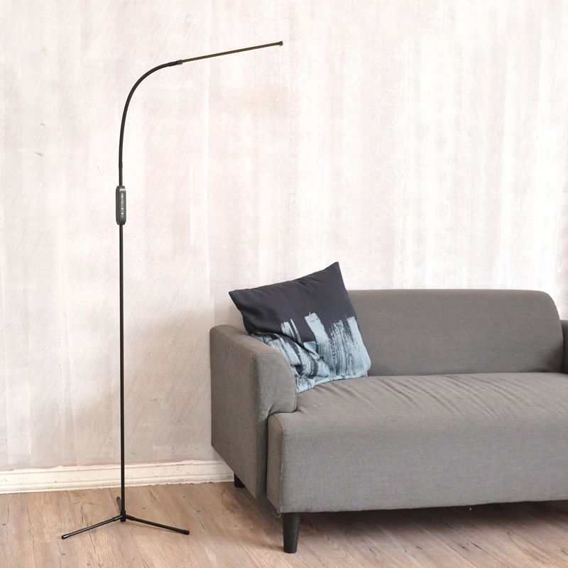 1 Light Linear Floor Lamps Modernism Metal Standard Lamps for Living Room in Black