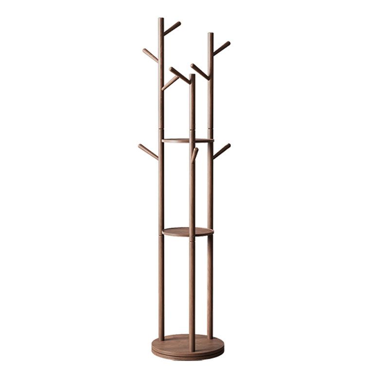 Modern Hall Tree Solid Wood Rubber Wood Rotatable Coat Hanger 70"